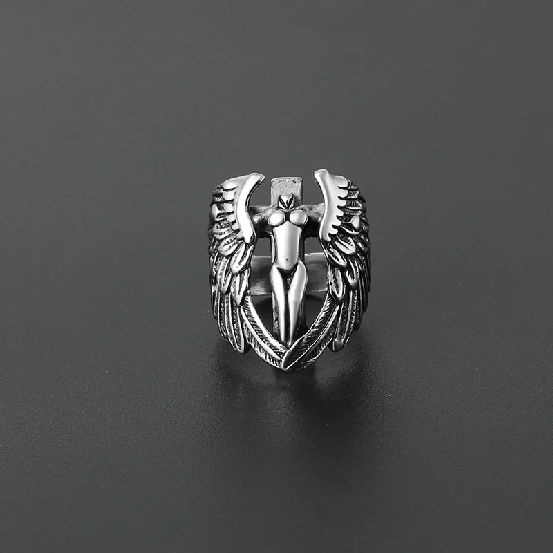 Высокое качество кольцо из нержавеющей стали Ангел кольца крылья для Для мужчин