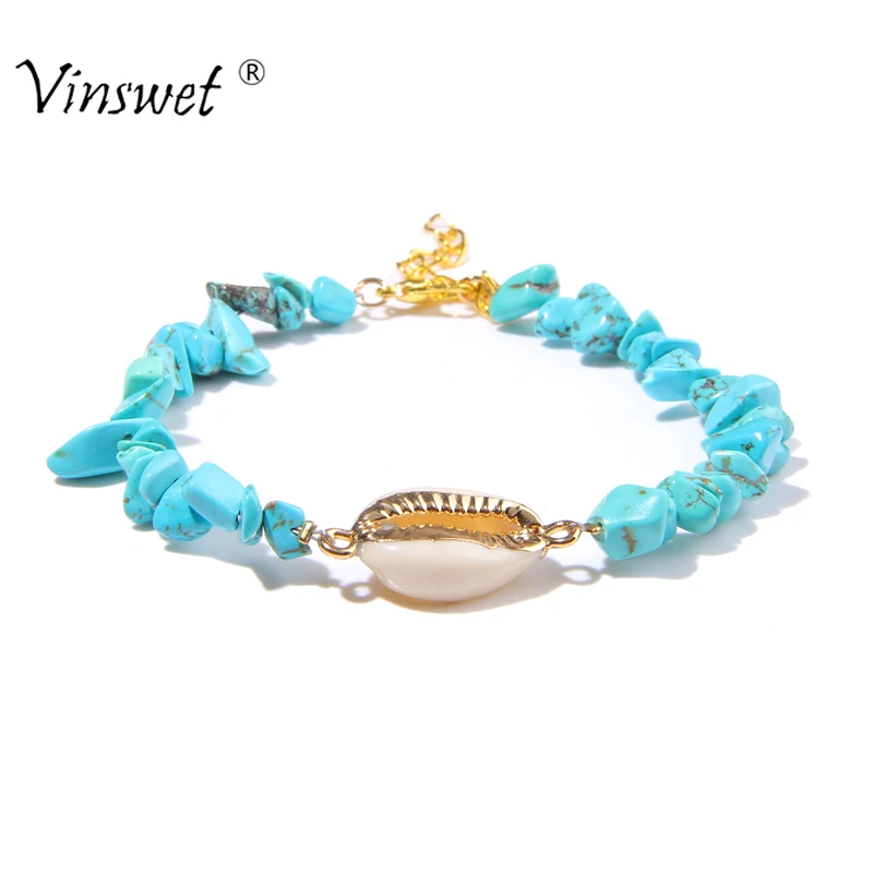 Браслеты с подвесками ЗОЛОТОЙ каури браслеты из нержавеющей стали для женщин