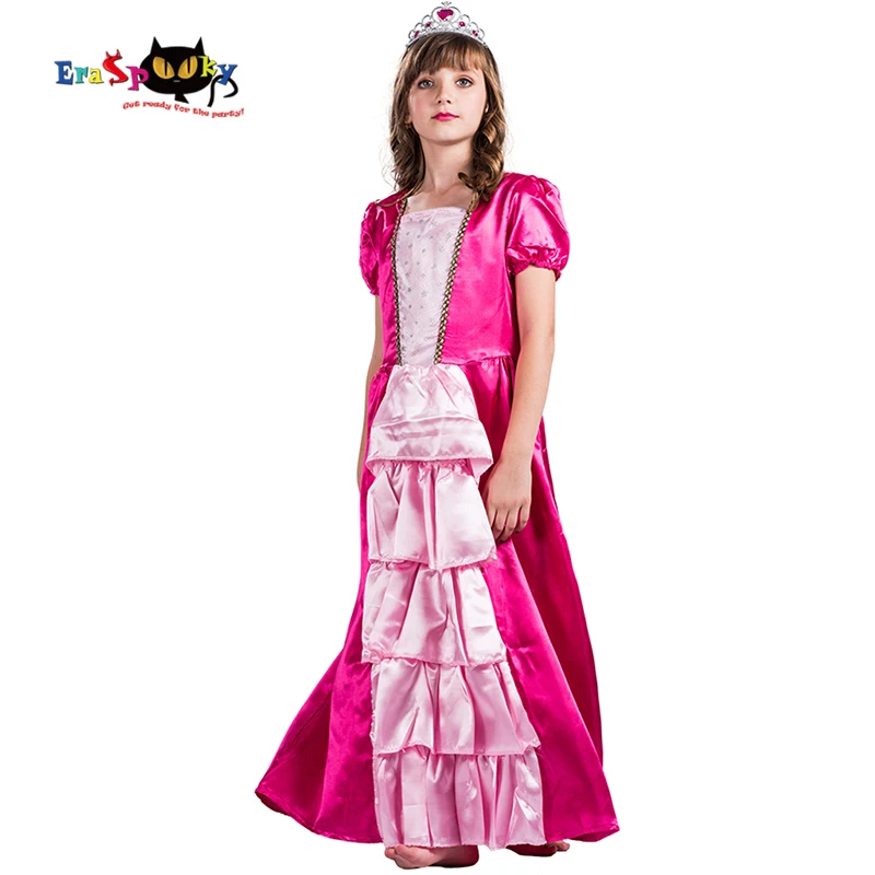 

Eraspooky Pink Princess Ruby Dress Girls Royal Halloween costume for kids Carnival Party Ball Long Dress Medieval Cosplay