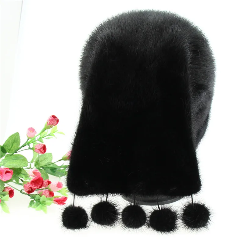 Русская зимняя меховая шапка для женщин из натурального меха норки с