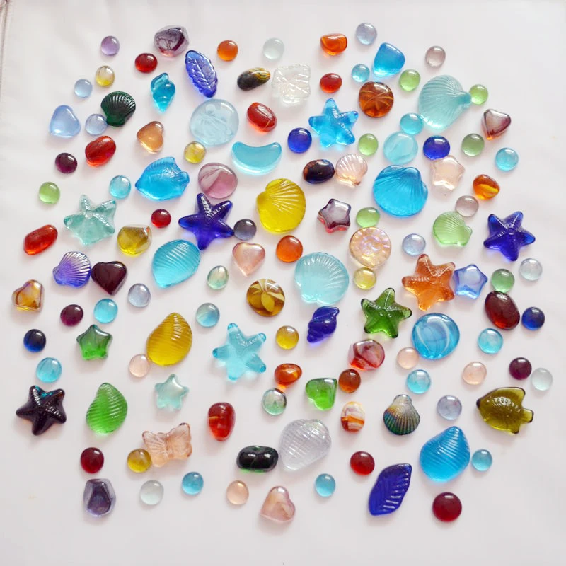 

Free shipping mix colored glass stones in various shapes fish tank aquarium glass beads cobblestone for home decorations 500 G