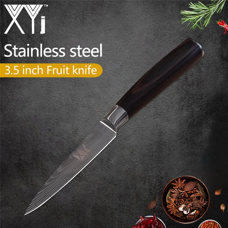 L.3.5 paring knife XYj Пособия по кулинарии Нержавеющая сталь ножи дамасский узор высокое углеродный острый нож изгиб удобные Цвет деревянной ручкой Кухня ножи - Цвет: L.3.5 paring knife