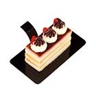 Рекламные товары для вечеринок, одноразовая пластиковая посуда, 100*55 мм, черная прямоугольная мини-десертная тарелка для торта, 20 шт.упаковка