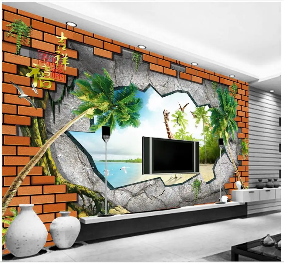 

Пользовательские 3d фото обои, 3d настенные фрески, обои, 3D морской пейзаж, свежий морской пейзаж, Настенная Фреска Коко, Стерео ТВ, диван, фон д...