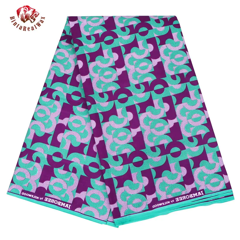 

fashion Polyester Wax Prints Fabric 2019 Ankara Binta Real Wax High Quality 6 yards African Fabric for Party Dress FP6187