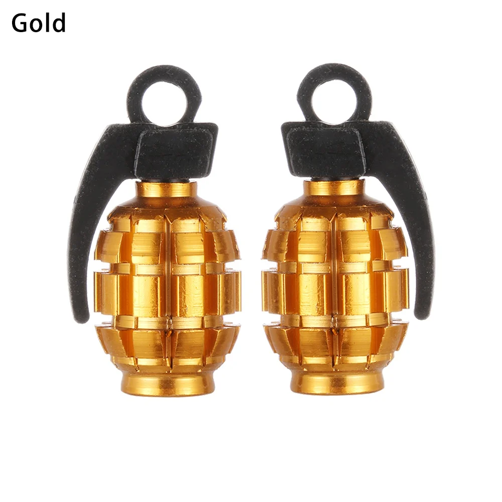 2PCS gold 1 упаковка для автомобиля, грузовика, алюминиевая шина, обод колеса, стволовые крышки воздушного клапана, крышка для мотоцикла, велосипеда, граната, форма, 3 цвета, автомобильные аксессуары - Цвет: 2PCS gold