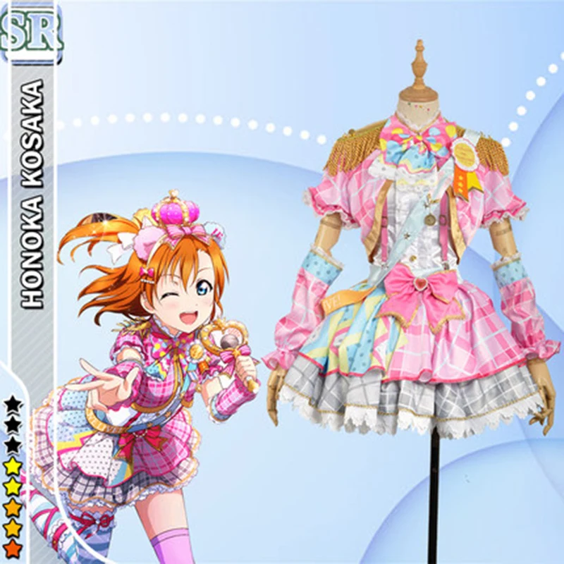 Rolecos японского аниме Love Live! Костюмы для косплея Idol возбуждение Косака Хонока