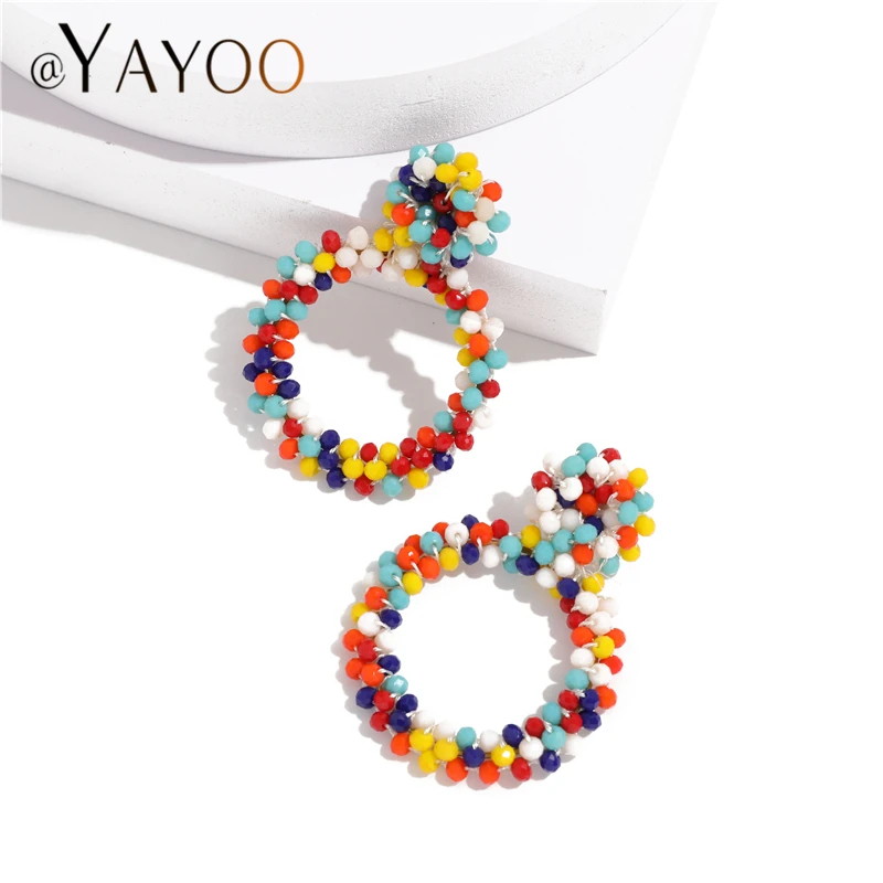 Женские серьги подвески с круглым бисером INS богемные этнические бахромой модные