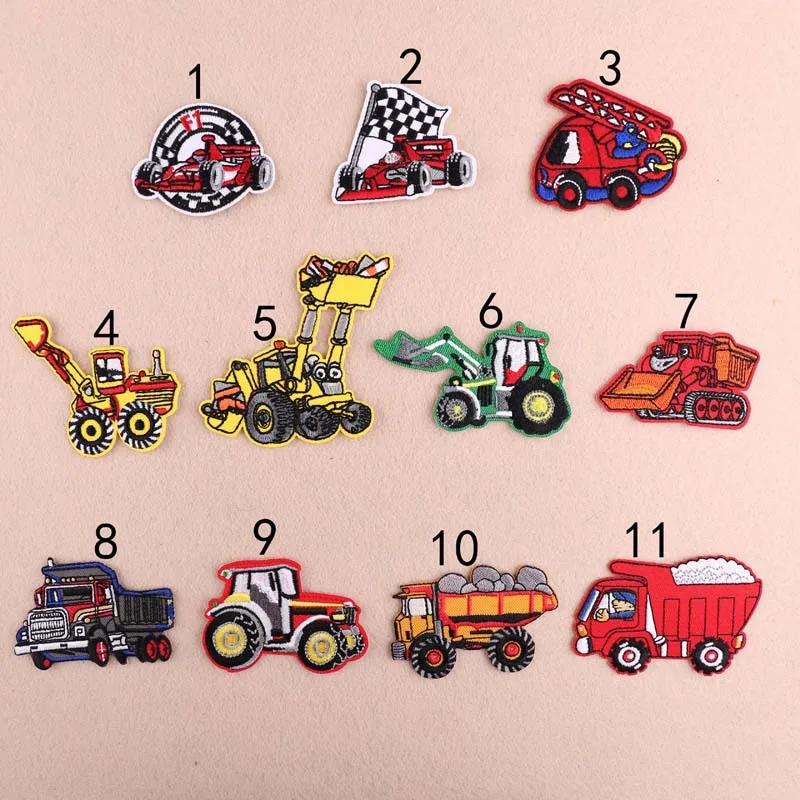 Тканевый пластырь милый мультипликационный гоночный автомобиль автопогрузчик