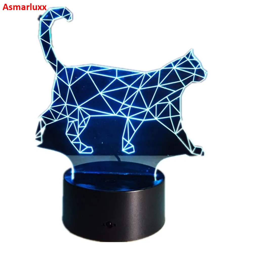 Светодиодная Ночная лампа в виде кошки украшение животного удача для офиса
