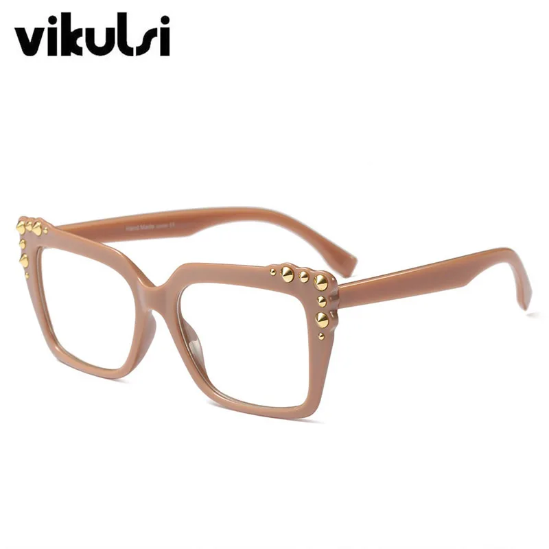 Новинка, высокое качество, квадратные очки, оправа для женщин, кошачий глаз, прозрачные линзы, очки, мода, алмаз, черные очки, оправа для очков - Цвет оправы: D572 C5 khaki