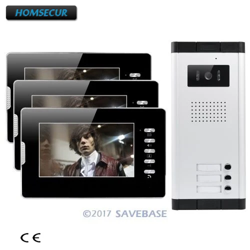 

HOMSECUR 7" Wired Video Door Intercom System With Lock Release Button For 3 Apartment