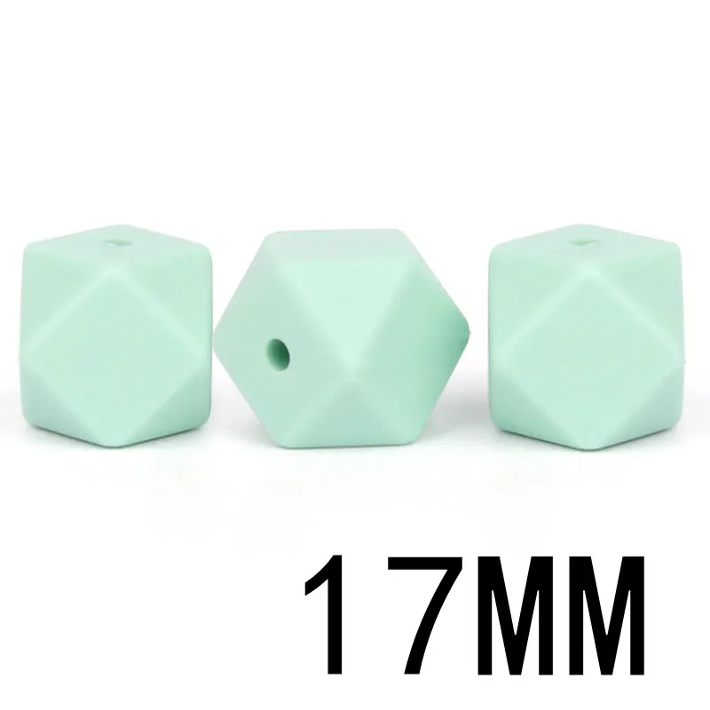38mint green 50 шт. Силиконовые Прорезыватели для зубов шестигранные 17 мм жевательное ожерелье для кормления Diy ювелирных изделий Прорезыватель без BPA бусин для малышей - Цвет: 38mint green