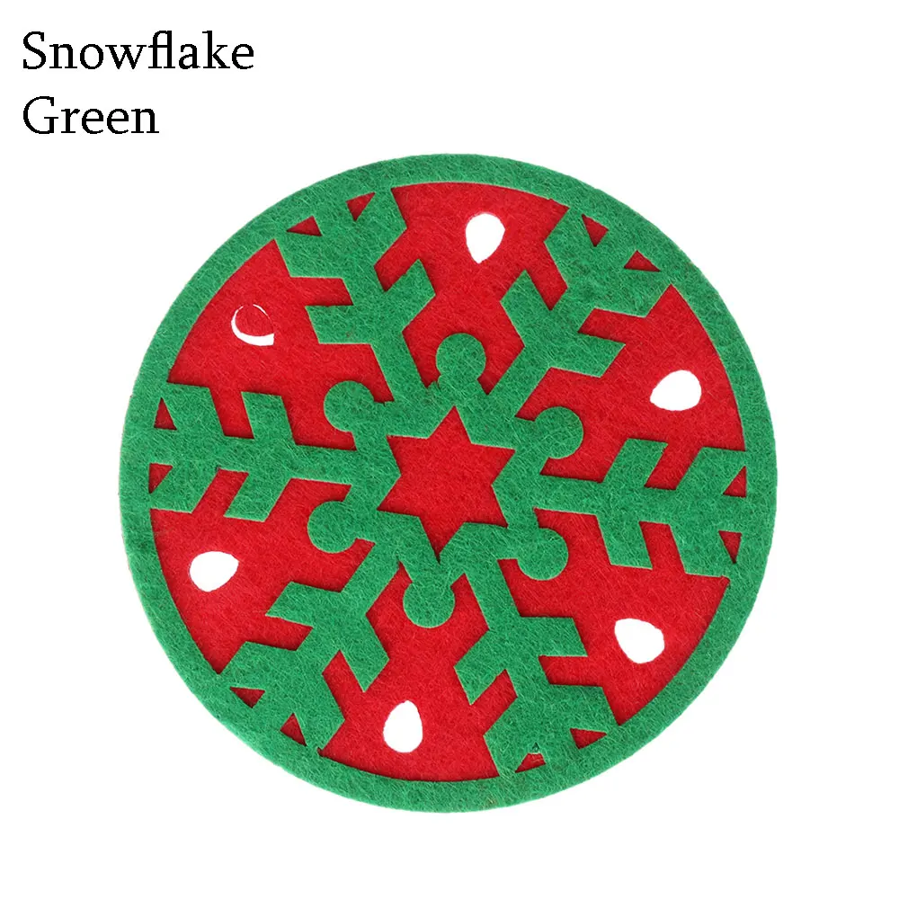 Snowflake 1 шт. абсолютно новые Мультяшные тканевые Нескользящие круглые рождественские подставки под Кружки Кофейные подставки чайные чашки коврики украшение стола - Цвет: Snowflake