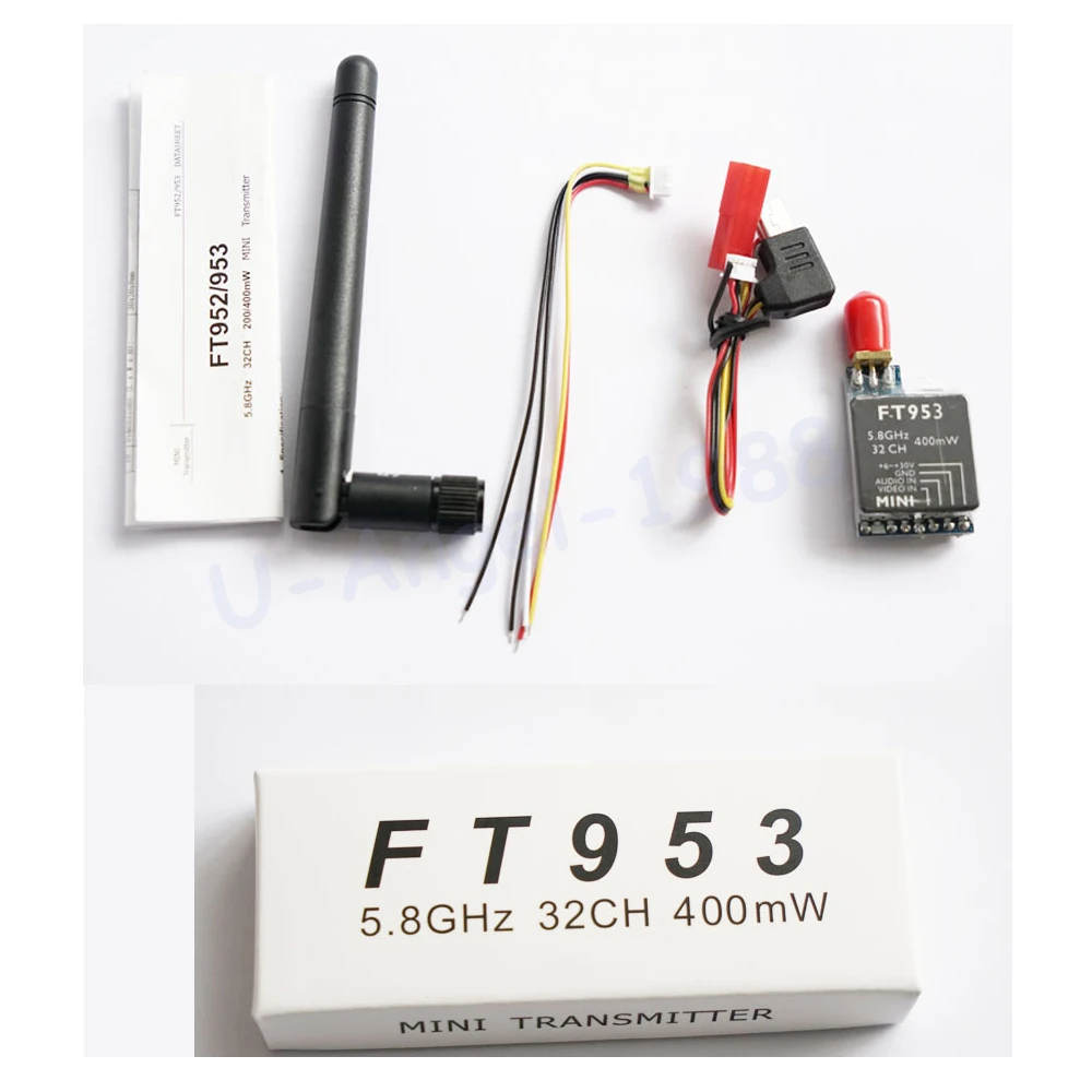 

FT953 5.8G 400mw 32CH Mini FPV AV Transmitter For RC Camera Drone Accessories