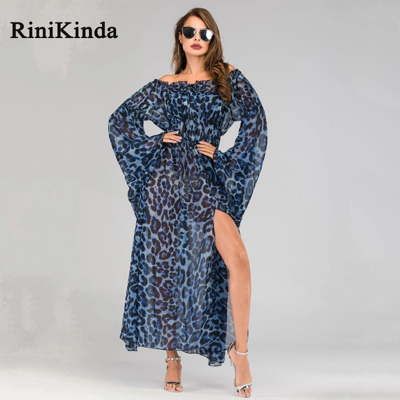 RINIKINDA платье для жаркого лета женские с открытыми плечами длинными рукавами и
