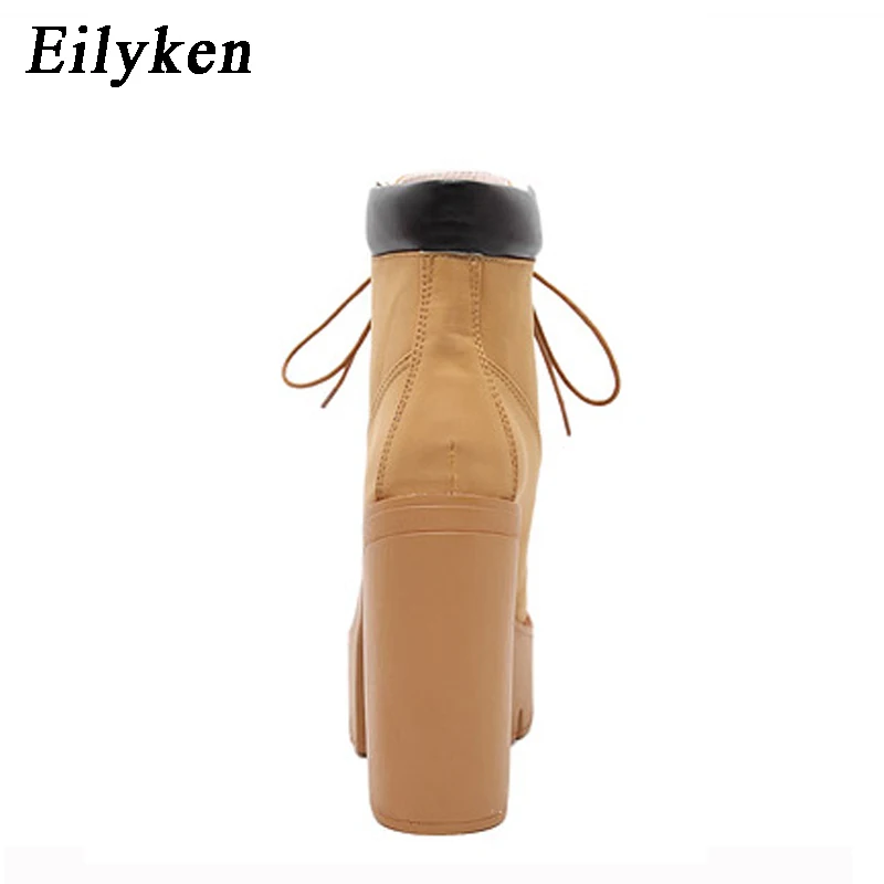 Eilyken модные весенние осенние женские ботильоны на платформе со шнуровкой толстом