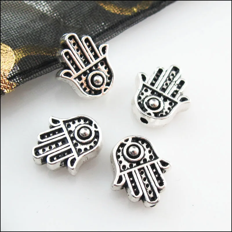 Модные 25 шт. Тибетский серебристый цвет ладонь Spacer Бусины 10x11mm | Украшения и