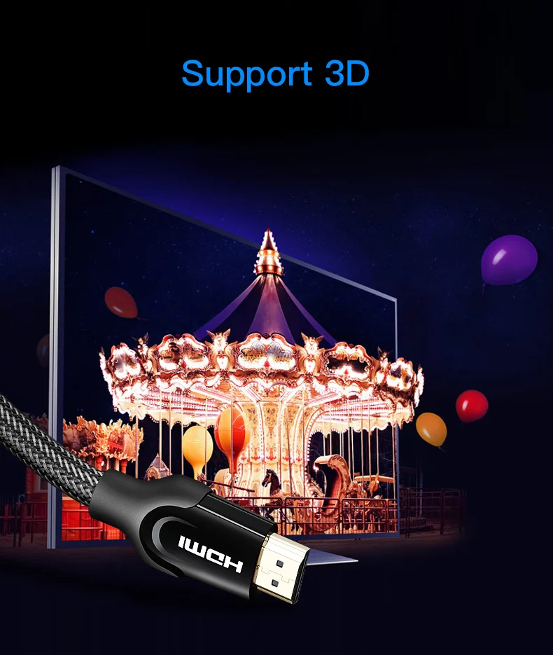Vention HDMI кабель HDMI к HDMI кабель HDMI 2,0 1,4 4k 3D 60FPS кабель для HD tv lcd ноутбука PS3 проектор компьютерный кабель 1 м 2 м 3 м