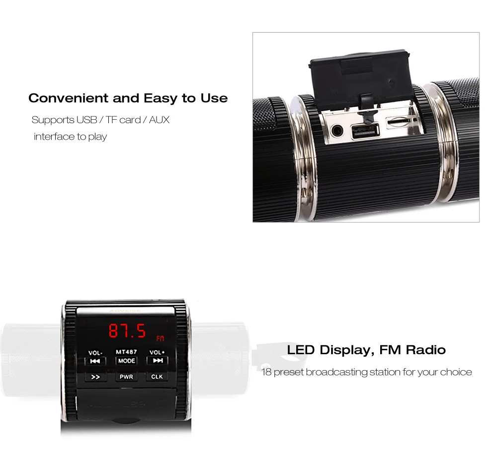 MT487 переговорное bluetooth-устройство для MP3 музыкальный плеер водостойкий светодиодный Дисплей стерео Системы
