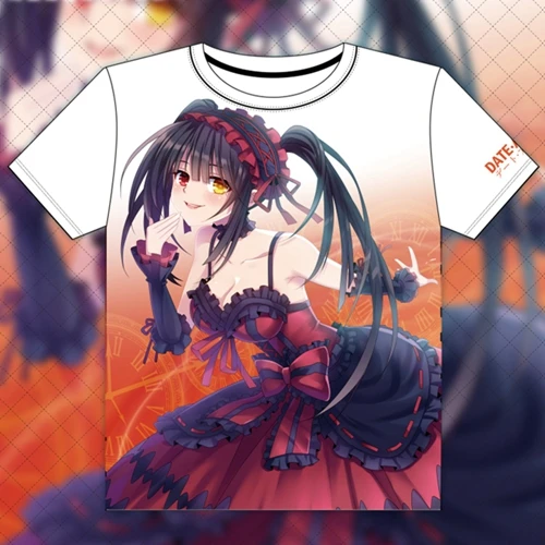 White Аниме JK DATE A LIVE, футболка для косплея, кошмар, токисаки, Куруми, футболка, топы, футболка для женщин и мужчин, Повседневная футболка, черная, белая - Цвет: White