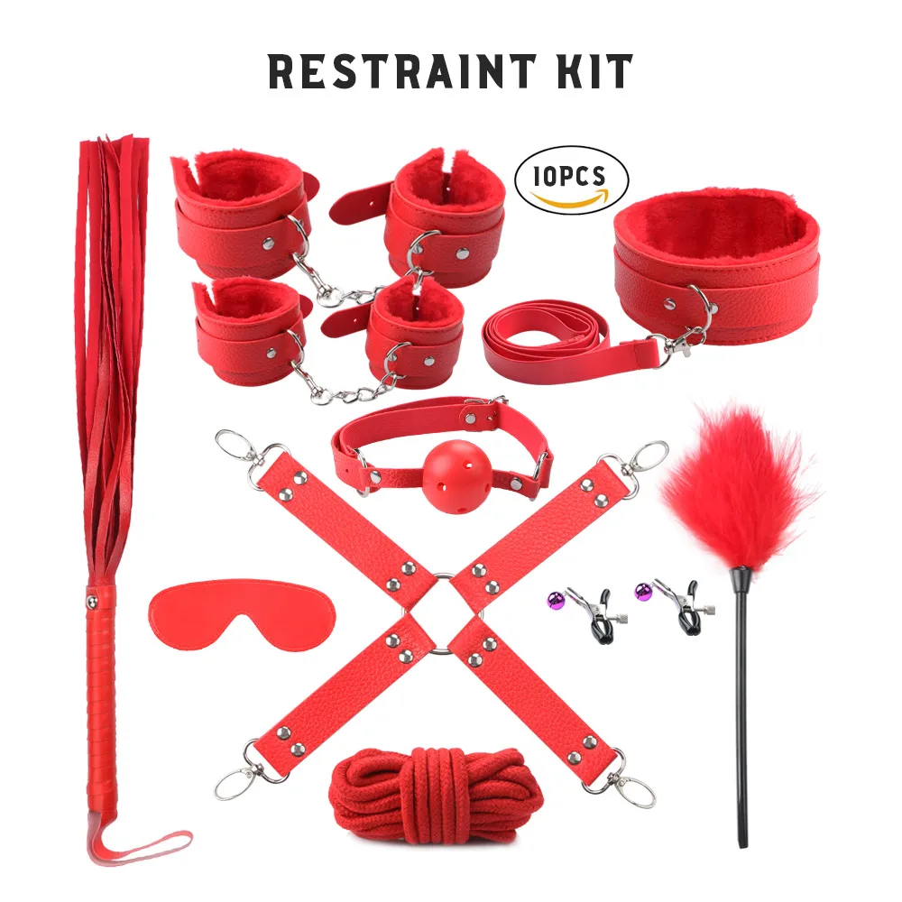 Секс игрушка для взрослых наручники и ошейники связывания 10 шт./компл.