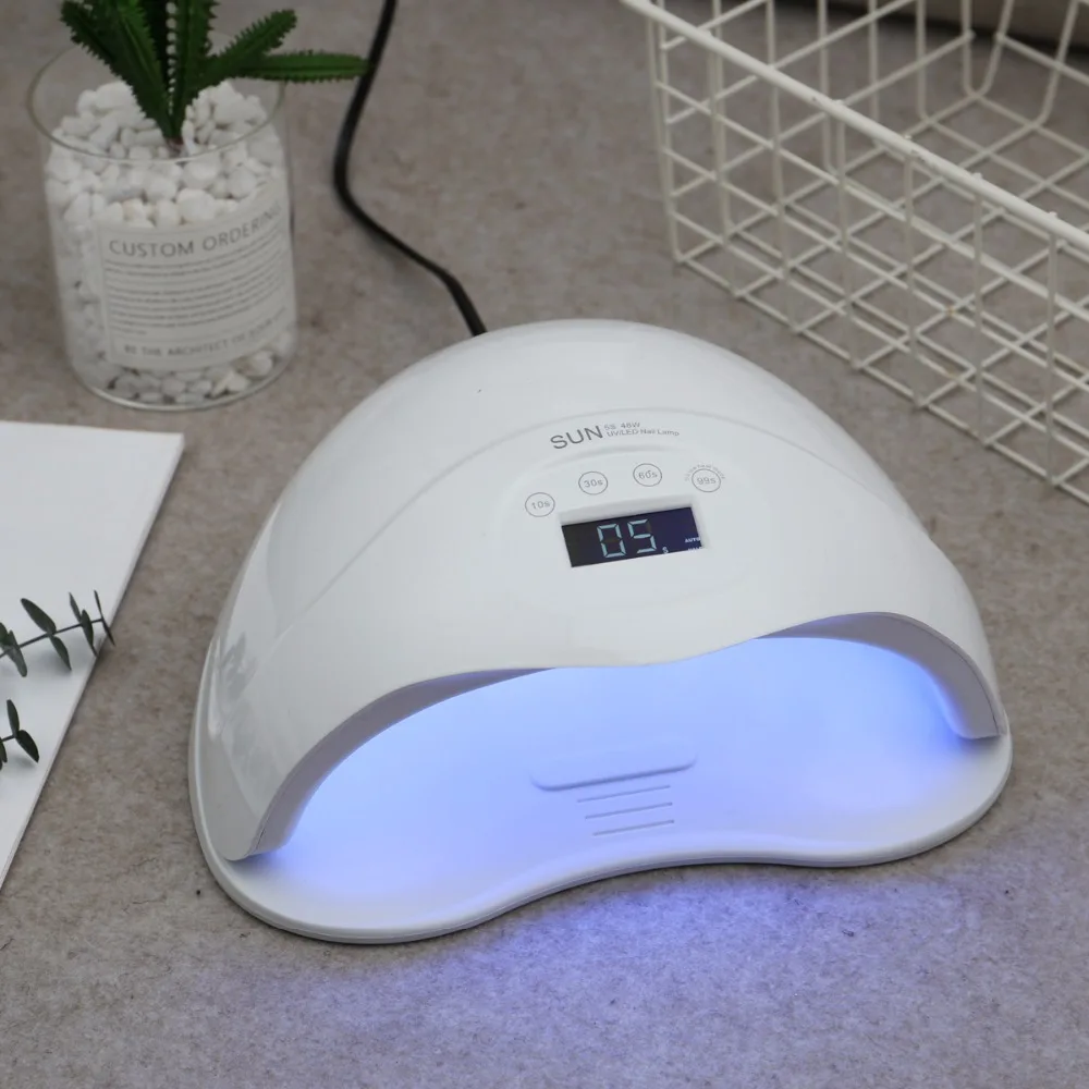 SUN5s UV LED Lamp 48W Nail Dryer Lamp For Drying Nails Double light Auto Sensor with LCD Display Button Manicure Machine