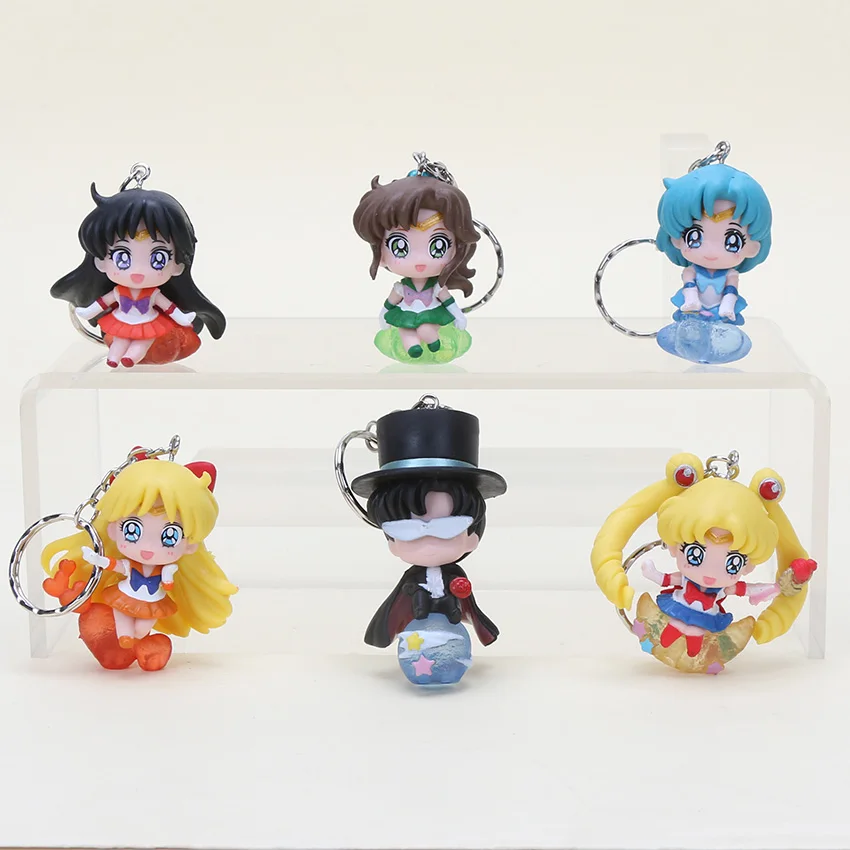 6 шт./компл. брелоки из аниме Сейлор Мун Марс Юпитер венерина Меркурий фигурки