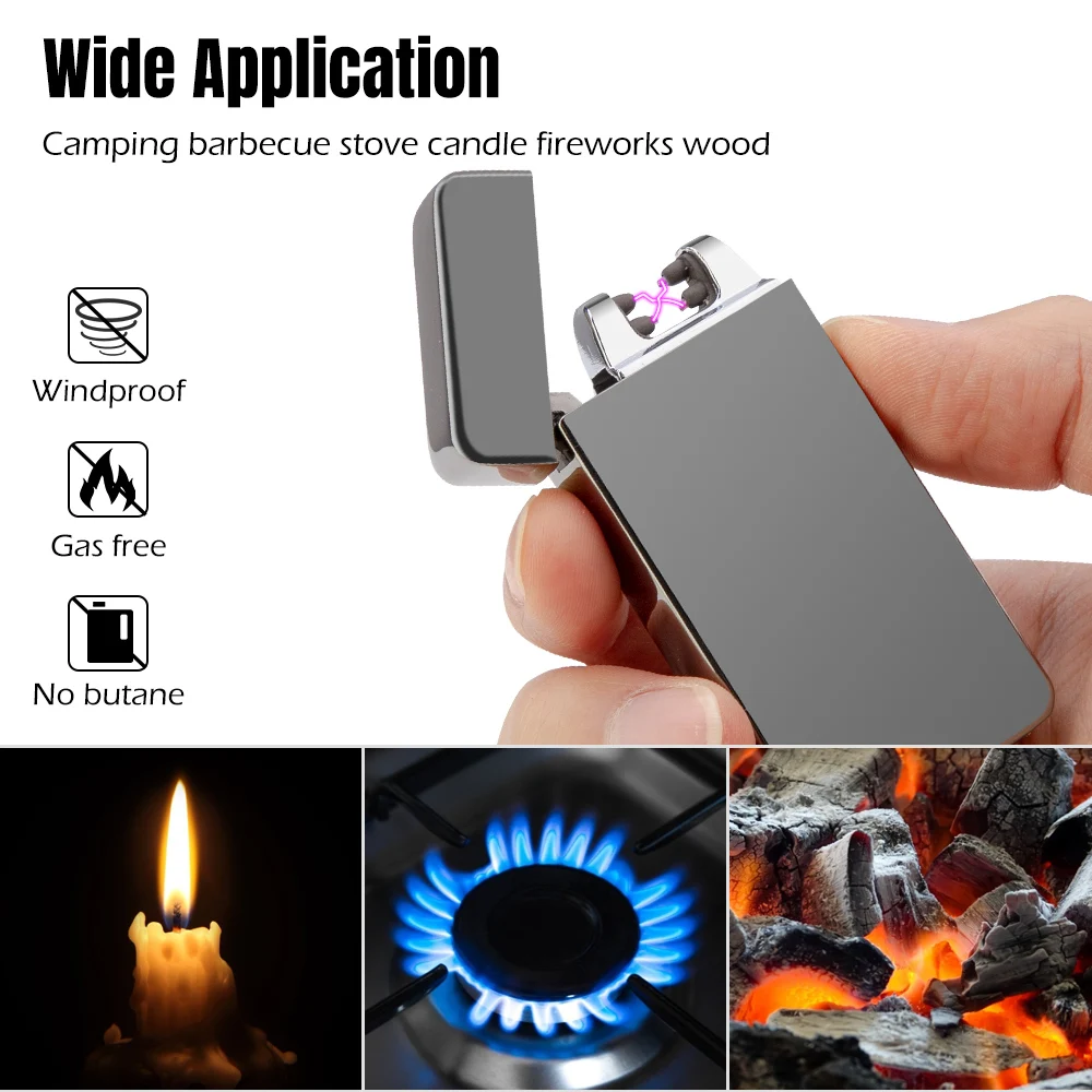 Двухдуговая Индукционная Зажигалка плазменная USB меняющаяся ветрозащитная беспламенная электрическая зажигалка электронная сигарета зажигалка импульсная
