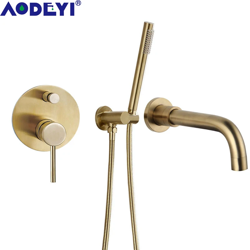 AODEYI скрытый смеситель для ванны матовый золотой черный 1/2 кд кран с ручной