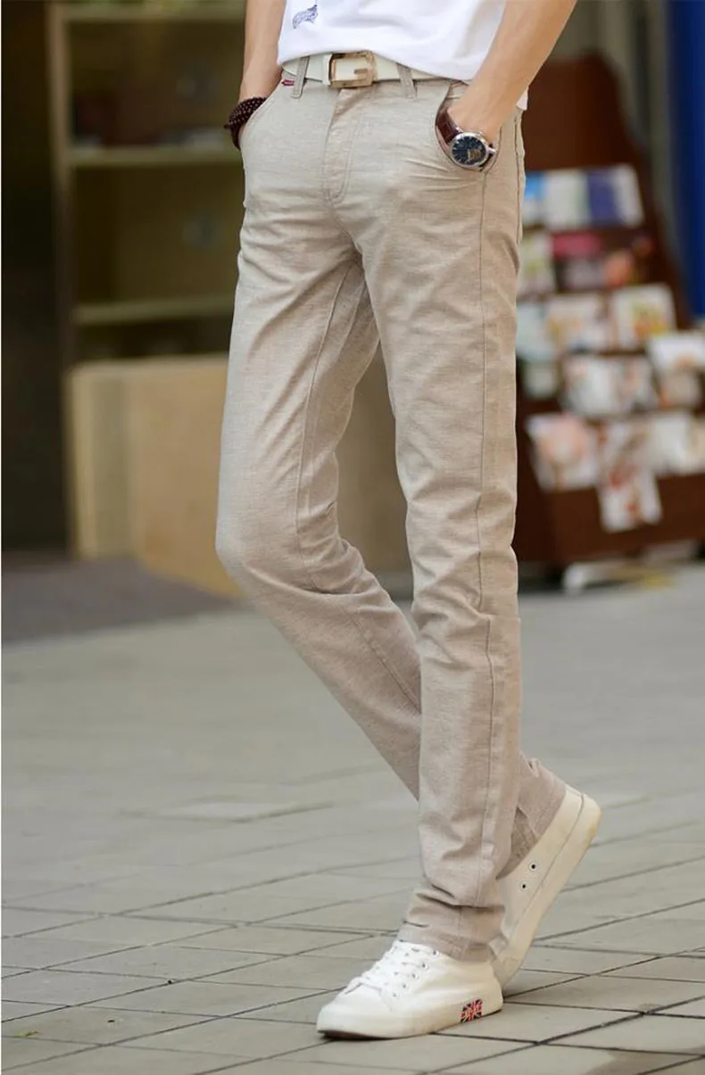 2019 летние новые мужские брюки Linenn повседневные облегающие модные деловые тонкие