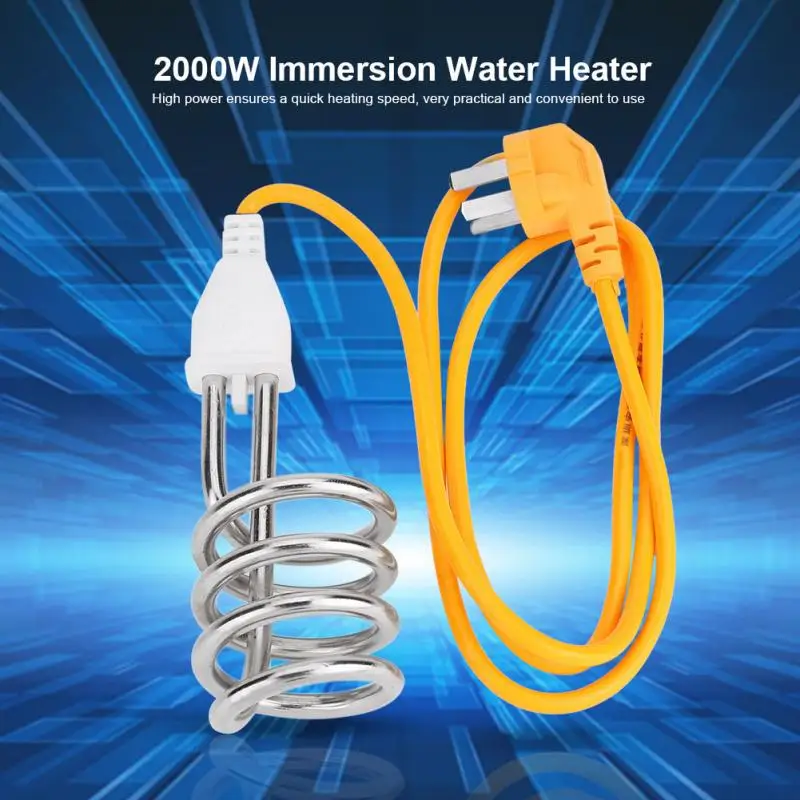 

2000W 220V Portable Auto Power off Water Heating Immersion Element Heater Boiler For Travel