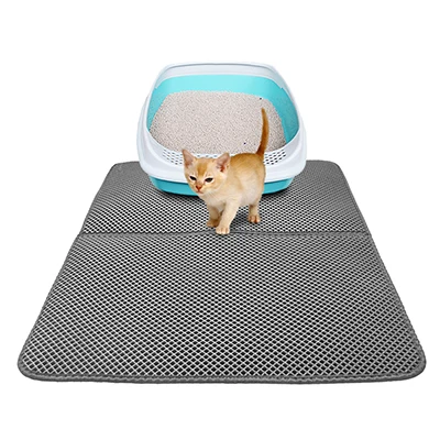 Gray Pet наполнитель для кошачьего туалета коврик EVA с двойным-Слои кошачьих туалетов коврики Водонепроницаемый специальной нескользящей подошве Pet туалетов коврики для кошек - Color: Gray