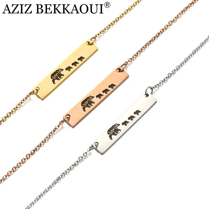 AZIZ BEKKAOUI Mama Bear Love Necklace DIY Letter Stainless Steel Jewelry Best Christmas Gift for Mom Dropshipping | Украшения и