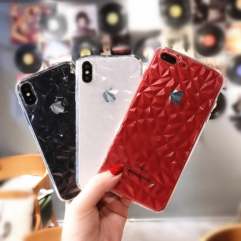 3D Алмазная текстура чехол для iPhone 6 6s 7 8 Plus X XR XS Max мягкий телефона на Роскошные