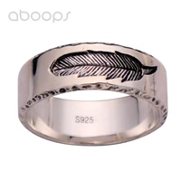 vintage 925 sterling silver feather band ring for men womensize 7 12free shipping
