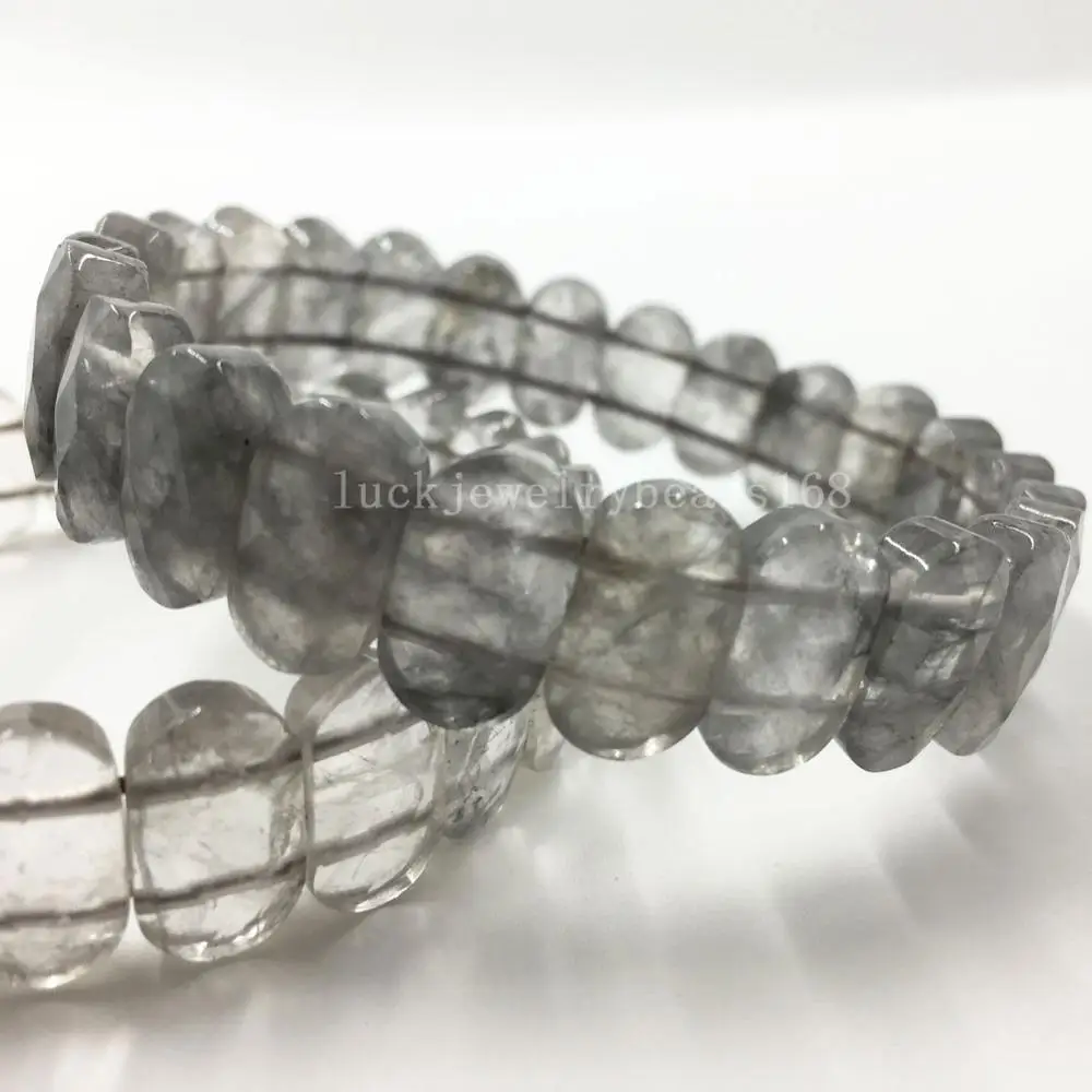 Crystal FG8377 Граненый лазурит авантюрин Лабрадорит Опал Кристалл Flourite Jaspe Unakite продолговатые бусины стрейч браслет WFH482 - Окраска металла: Crystal FG8377