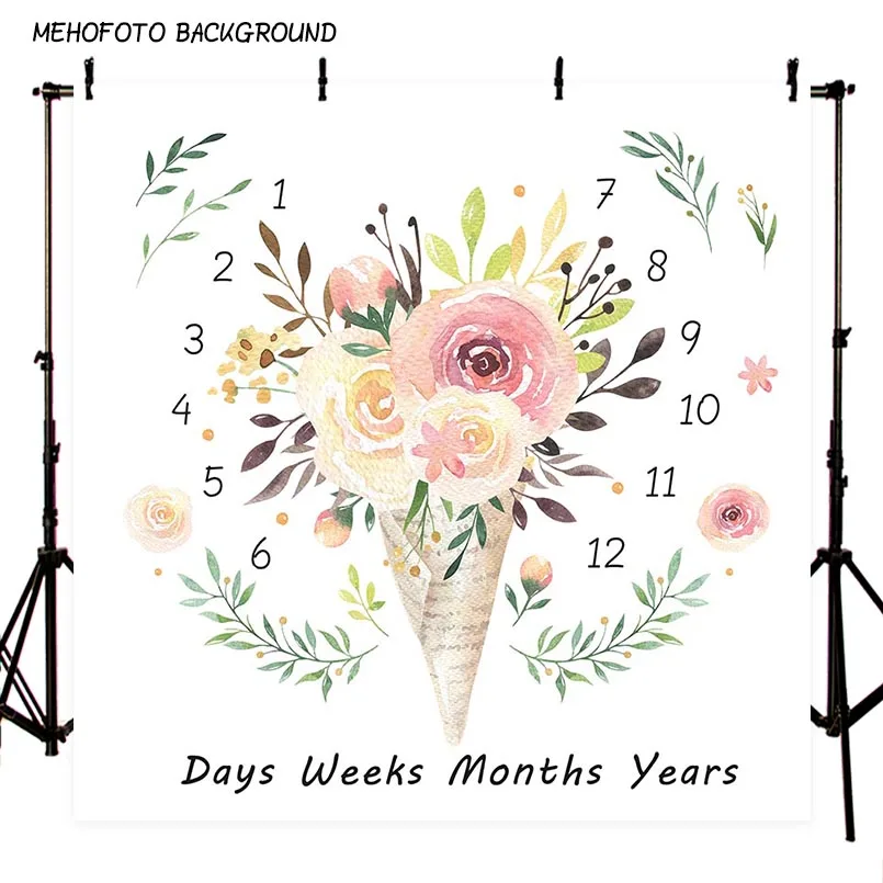 

Baby Shower Backdrop for Photography Vinyl Photo Background Cream Flowers for Photocall Custom Baby Birthday Photo Studio Custom