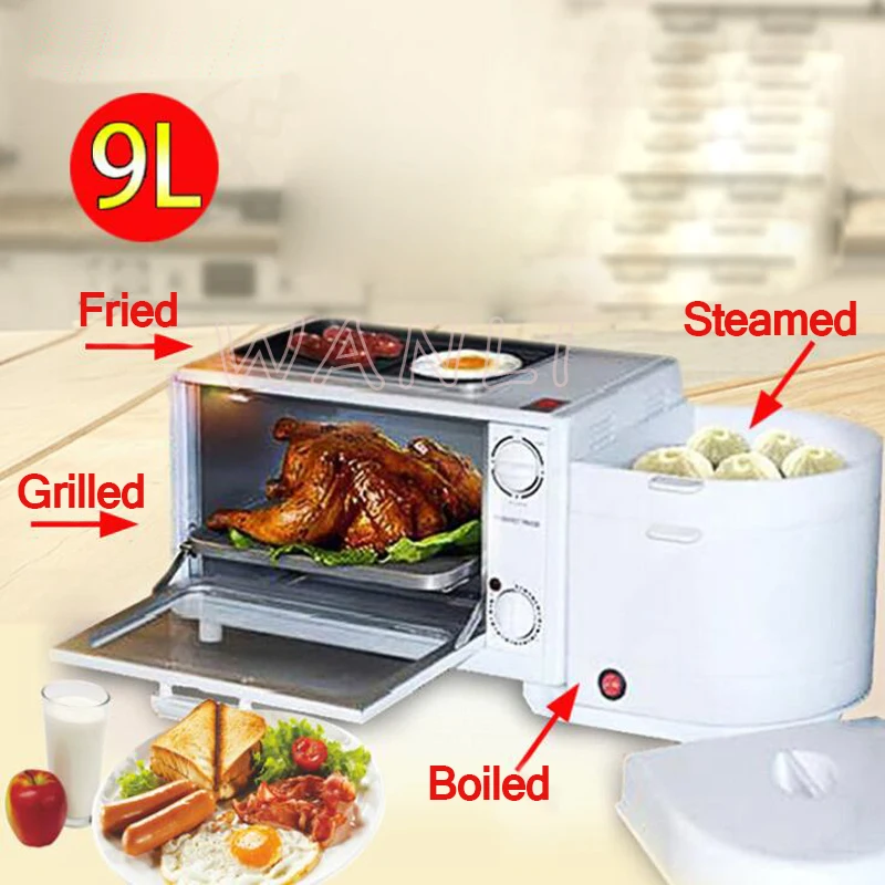 

Four-in-one Breakfast Machine Home Multi-function Steamed Egg Cooker Toaster Oven Kitchen Baking Appliances