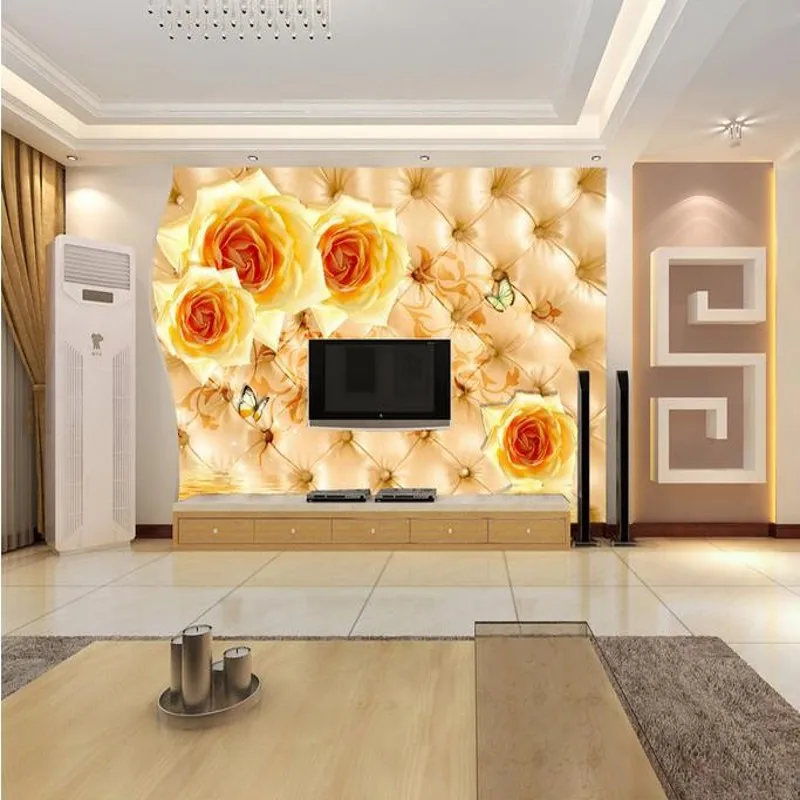 Настенные обои beibehang на заказ 3d фотообои мягкая сумка Золотая Роза задний фон для
