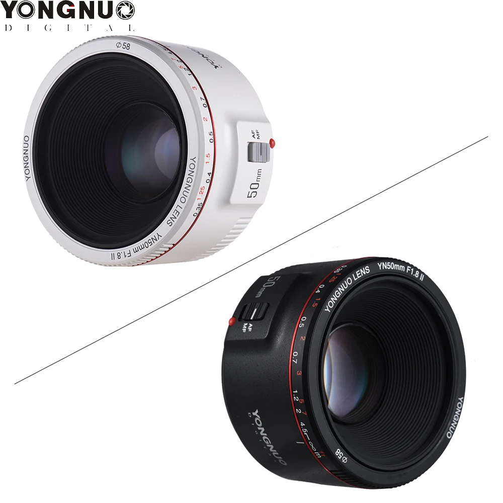 YONGNUO YN50mm F1.8 II черный/белый объектив с большой апертурой и автофокусом 0,35 фокусное расстояние для Canon EOS 70D 5D2 DSLR камера
