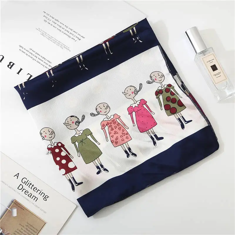FJ161 kids Квадратный шарф, леопардовая повязка для волос, Женская Косынка, элегантный маленький винтажный обтягивающий Ретро Шелковый атласный шарф на шею - Цвет: FJ161 kids