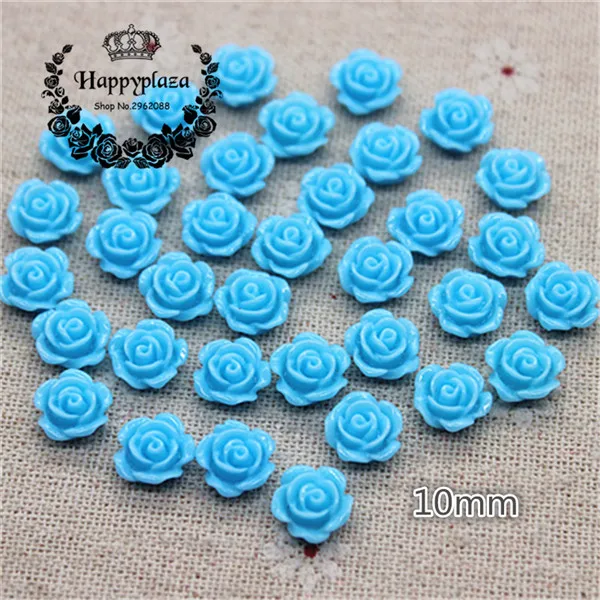 blue 100pcs 100 шт 10 мм Разноцветные милые цветы из полимера, розы с плоским основанием Кабошон DIY Ювелирные изделия/ремесло украшения - Цвет: blue 100pcs