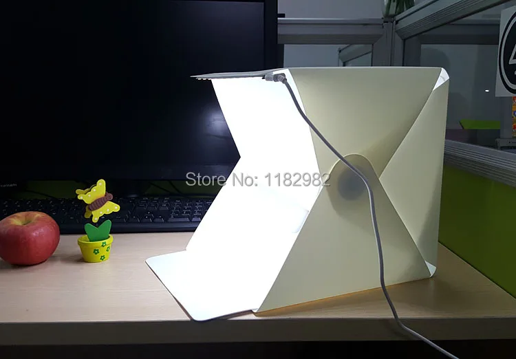 Mini Folding Studio Diffuse Soft Box With LED Light Black White Background Photo Accessories | Электроника