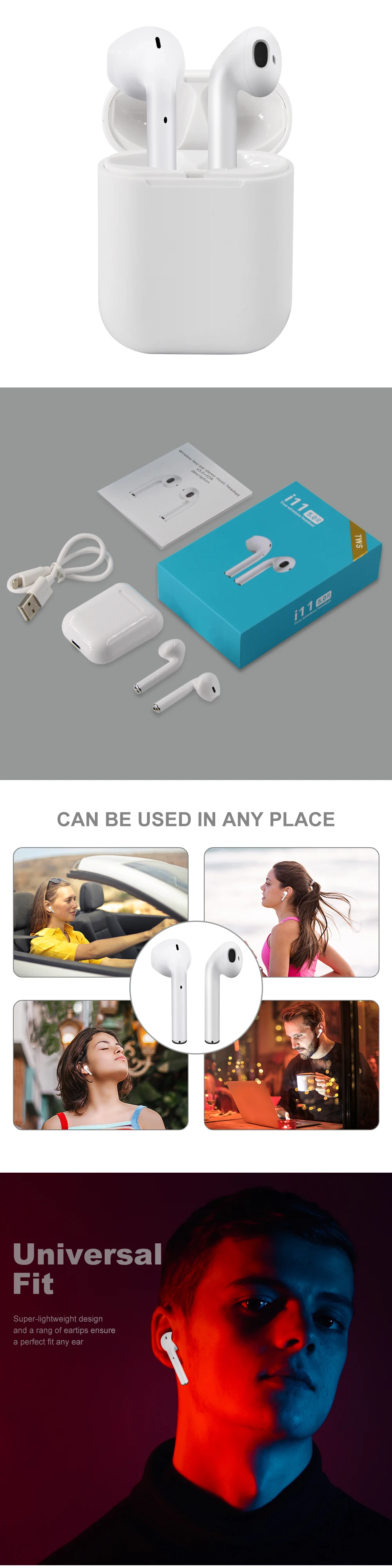 I11 TWS беспроводные Pods Mini 5,0 Bluetooth стерео портативные наушники Экономичные наушники для Iphone и Android Sumsung Прямая