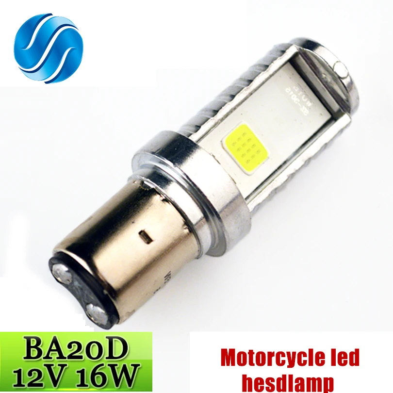Flytop 1 шт. 12в 80в 16 Вт светодиодный налобный фонарь для мотоцикла 1100лм BA20D фара