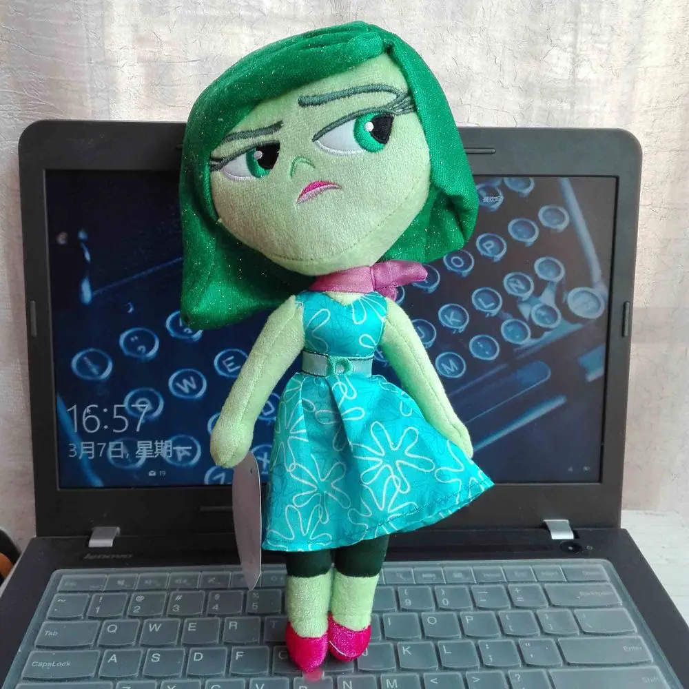 1 шт. наизнанку фильм Pixar мультфильм детские игрушки гнев грусть отвращение радость боязнь плюшевые куклы мягкие куклы - Цвет: DISGUST 28CM