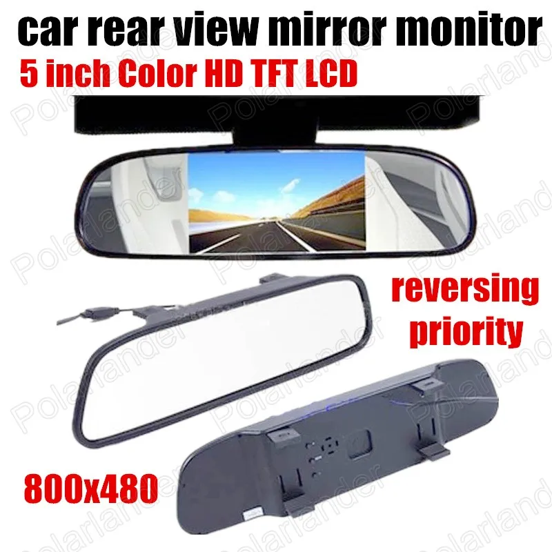 

5 Inch TFT LCD 800*480 Car parking Monitor Rear view Monitor Mirror for Backup rear camera Parking System reversing priority