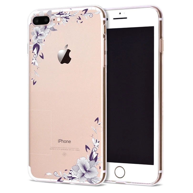 Funda For Apple iPhone 6 6S 7 Plus X 10 Flower Leaf Soft TPU Cover for Case Original Coque 8 B336 |