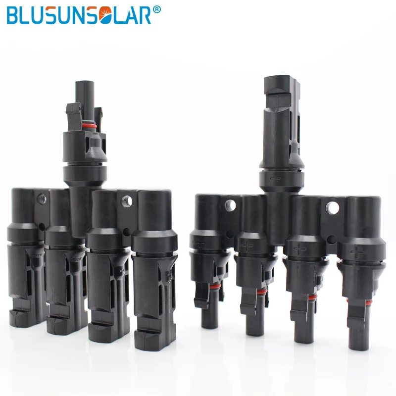 

Blusunsolar TUV Approved 10 Pairs/lot Solar Panel Solar 4 To 1 T Branch Connector Male And Female Solar PV Cable Connector